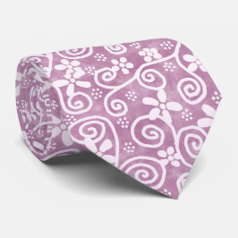 Gravata Flowers Swirls Dusty Pink White Pattern Whimsical