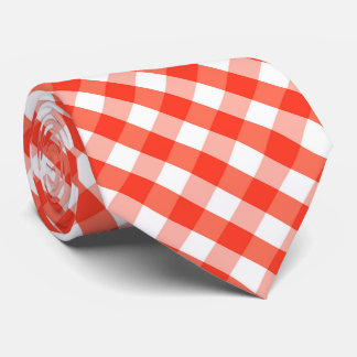 Gravata fofo padrão de azulejos xadrez laranja branco