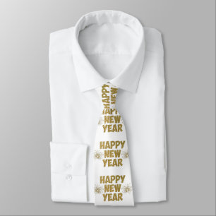 Gravata fogos de artifício de feliz ano novo dourado