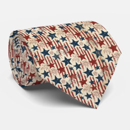 Gravata Fogueira Patriótica Americana EUA Estrelas 4 de Ju