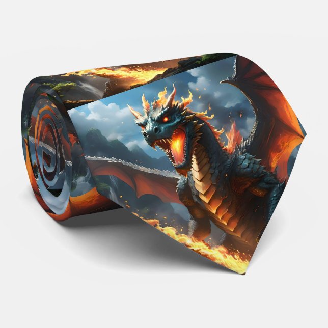 Gravata "Fôlego do Inferno: A Chama do Dragão" (Rolled)