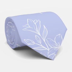 Gravata Folha azul-céu retro flores florais padrão elegant