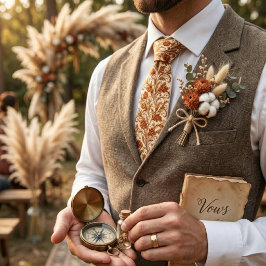 Gravata Folha de Damasco Marrom Clássico