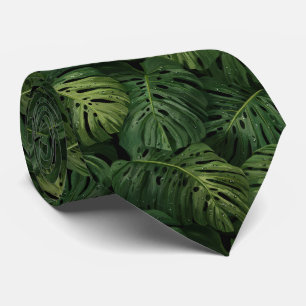Gravata Folha de Monstera Padrão Tropical