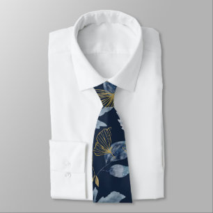 Gravata Folha Floral Azul Ousada