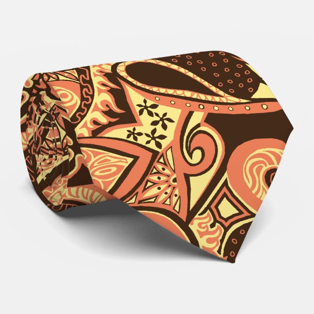 Gravata Folha Floral de Onda Impressa com Dois Lados (Rolled)