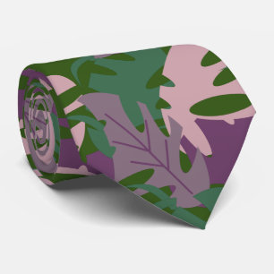 Gravata Folha Temática Monstera Roxo Verde