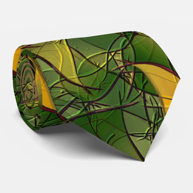 Gravata Folhagem virtual amarelada talhada com hexágonos v (Rolled)