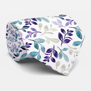 Gravata Folhas de Design Harmonioso em Aquarela