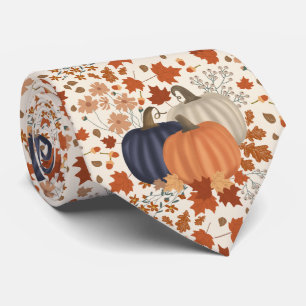 Gravata Folhas de outono Russas de Pumpkins Flores Selvage