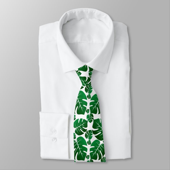 Gravata Folhas de Plantas de Monstera Verde (Amarrado)