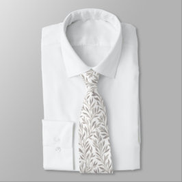 Gravata Folhas de Salgueiro Elegantes em Branco