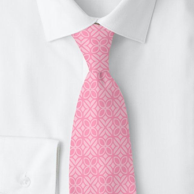 Gravata Folhas e Linhas Rosa Quente (Criador carregado)