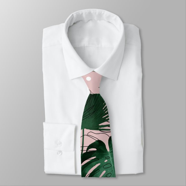 Gravata Folhas tropicais de ouro modernas e design (Amarrado)