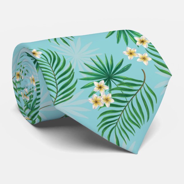 Gravata Folhas tropicais e flores (Rolled)