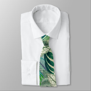 Gravata Folhas Tropicais Verdes