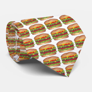 Gravata Foodie Hamburger Cheeseburger Burger Tie