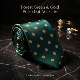 Gravata Forest Green & Gold Polka Dot 