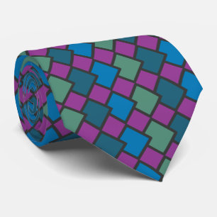 Gravata Forma abstrato Geométrica Diamante Roxo Verde Azul