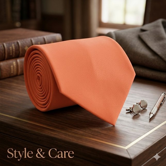 Gravata Formal Cor Laranja Coral Sólida (Solid Coral Orange Color Formal Neck Tie)