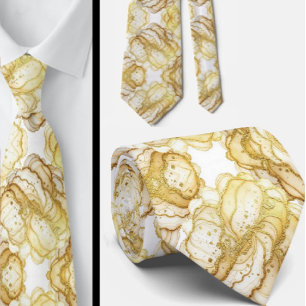 Gravata Formal de Luxo Mármore Branco e Dourado