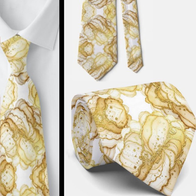 Gravata Formal de Luxo | Mármore Branco e Dourado (Criador carregado)