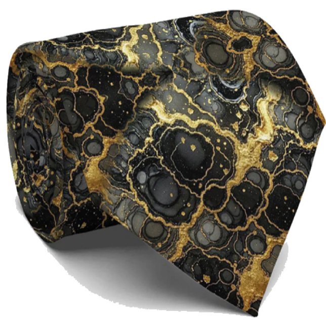 Gravata Formal de Luxo | Preto e Dourado Mármore (Criador carregado)