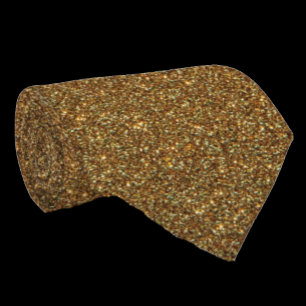 Gravata Formal de Seda Falsa com Brilho Dourado