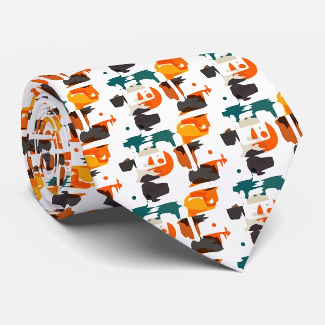 Gravata Formas em cores retro design abstrato (Rolled)