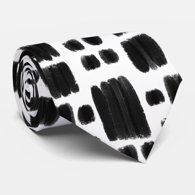 Gravata Formas pintadas de preto e branco (Rolled)