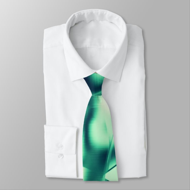 Gravata Formas verdes curvas de acrílico, com tons de ment (Amarrado)