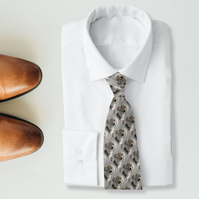 Gravata Foto e nome do cão de retenção do Ouro personaliza (Criador carregado)