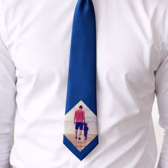 Gravata Fotos Personalizadas Azul Moderno  (Criador carregado)