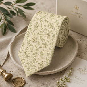 Gravata Foulard Botânico de Champanhe Pistácio