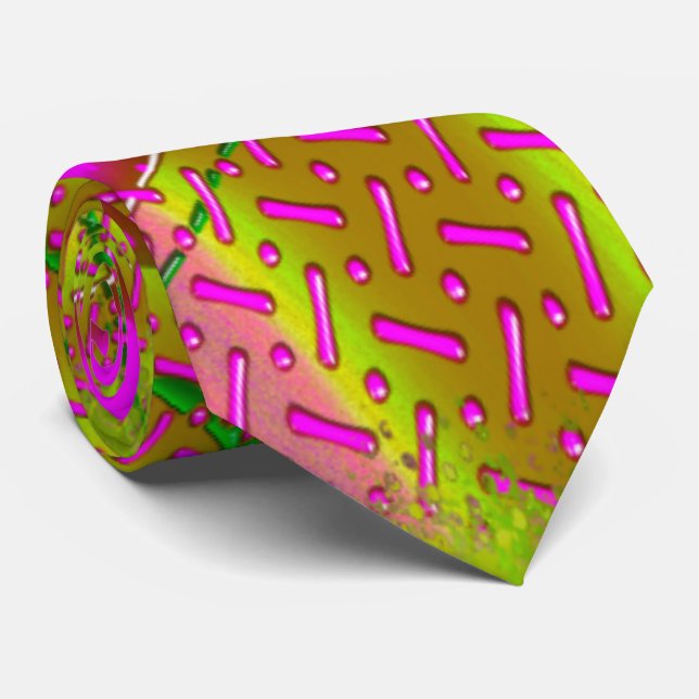 Gravata Fractal de Vidro Dicroso Rosa e Dourado (Rolled)