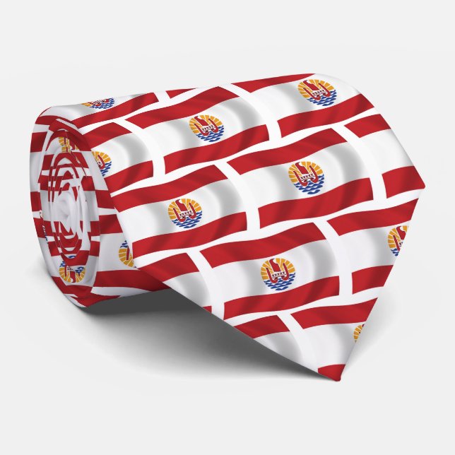 Gravata Franco Polinésia Flag Tie (Rolled)