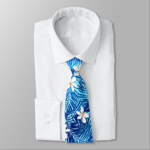Gravata Frangipani e folha de palmeira azul