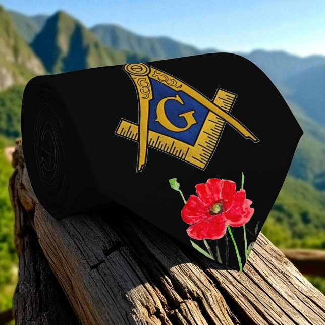Gravata Freemason Poppy Watercolor Masonic (Criador carregado)