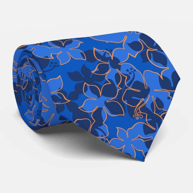 Gravata Frente e verso floral do hibiscus havaiano de (Rolled)