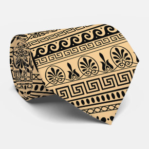 Gravata Frete Grego, Padrão Mediterrânico, Castanho