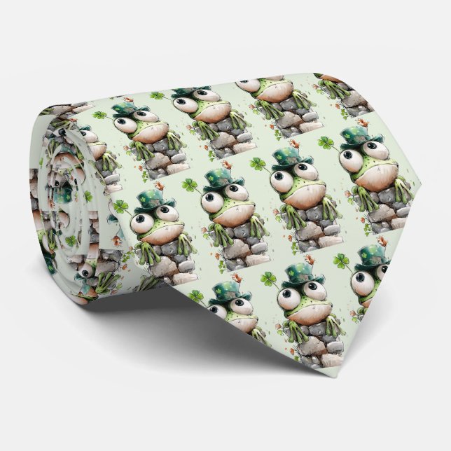 Gravata Frog with Green Hat and Shamrock Cute Pattern (Rolled)