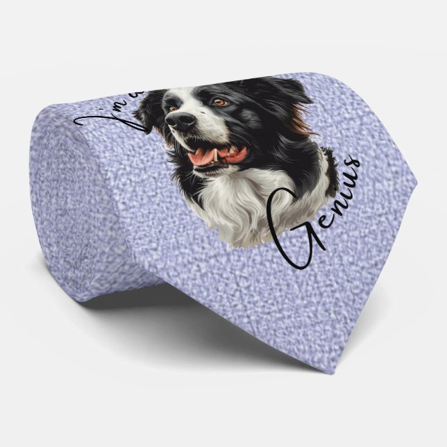 Gravata Fronteira Collie... "Sou um gênio" Design engraçad (Rolled)