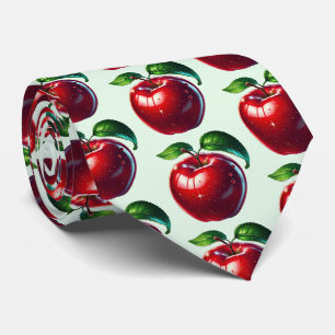 Gravata Fruta com padrão de maçã em ladrilhos
