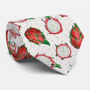 Gravata Fruta do dragão vermelho em branco
