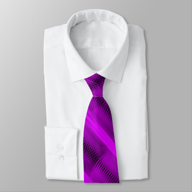Gravata Fuchsia Futuristic Abstract Diagonal Pattern Art (Amarrado)