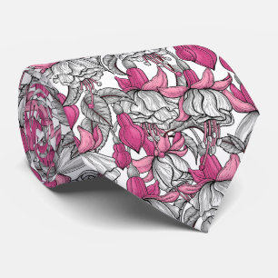 Gravata Fúcsia em branco e rosa