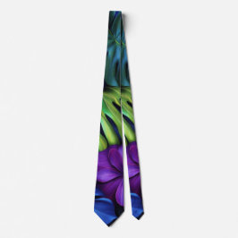 Gravata Fundo de Folhas Tropicais de Monstera Neon Vibrant