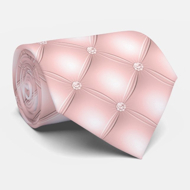 Gravata Fundo e Pérolas Rosa (Rolled)