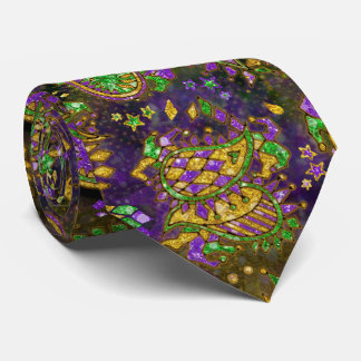 Gravata Fundo Preto Mardi Gras Paisley