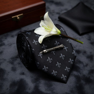 Gravata Funeral da Fleur-de-lis Preta